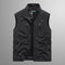 Multi-Pocket Zip-Up Vest for Men - Black