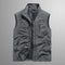 Multi-Pocket Zip-Up Vest for Men - Gray