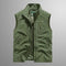 Multi-Pocket Zip-Up Vest for Men - Green