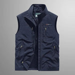 Multi-Pocket Zip-Up Vest for Men - Navy Blue
