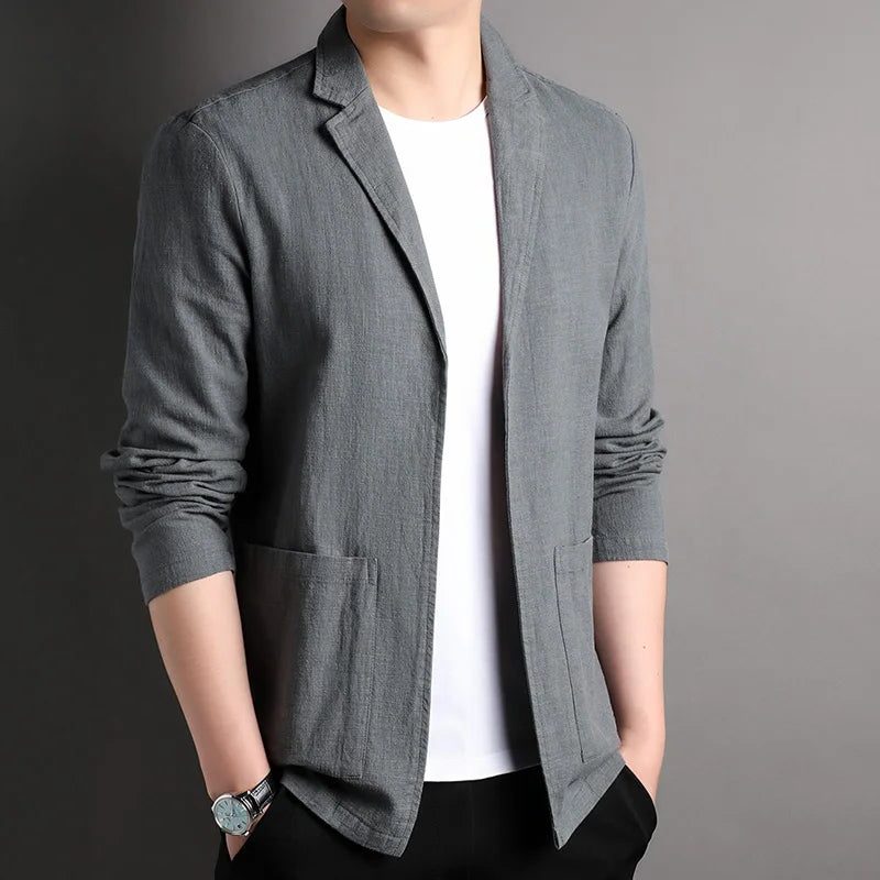 Notch Lapel Linen Blazer for Men
