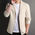 Notch Lapel Linen Blazer for Men - View 10