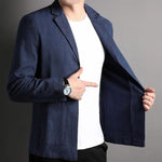 Notch Lapel Linen Blazer for Men - View 6