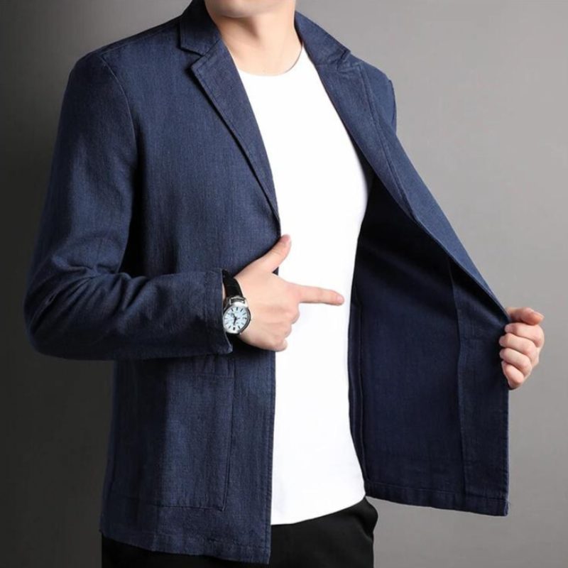 Notch Lapel Linen Blazer for Men - View 6