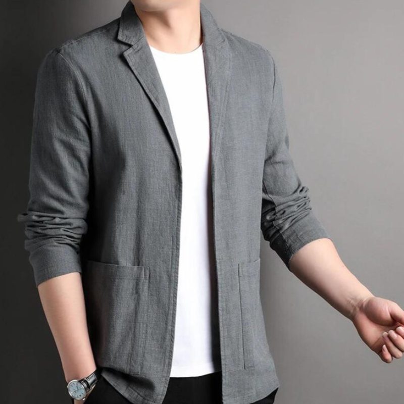 Notch Lapel Linen Blazer for Men - View 9