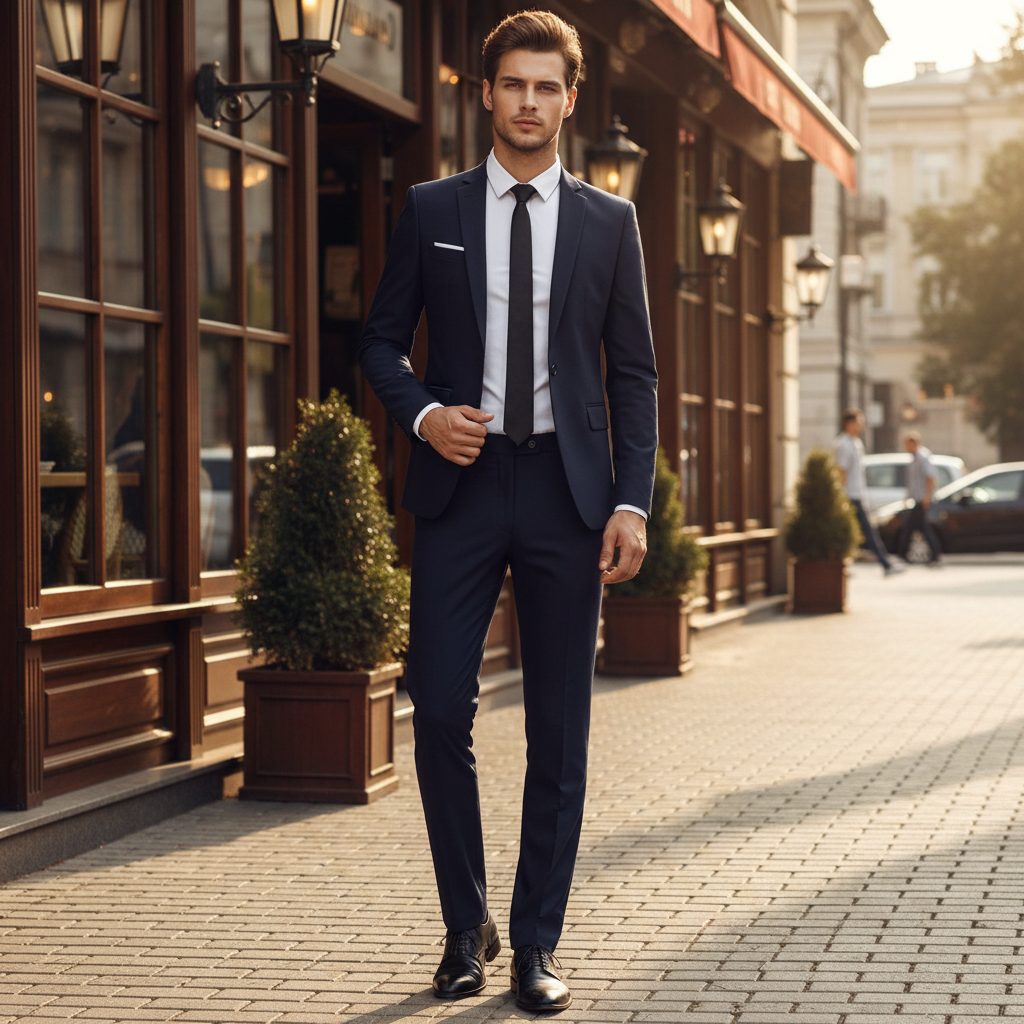 Notched Lapel Two-Piece Suit for Men