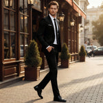 Notched Lapel Two-Piece Suit for Men - Schwarz