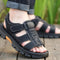 Open Toe Leather Sandals for Men - Black