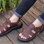 Open Toe Leather Sandals for Men - Brown
