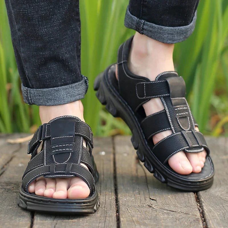 Open Toe Leather Sandals for Men - View 8