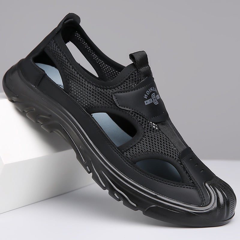 Open Toe Slip-On Sandals for Men - Black