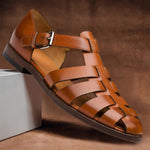 Open Toe Strappy Fisherman Sandals for Men - Brown