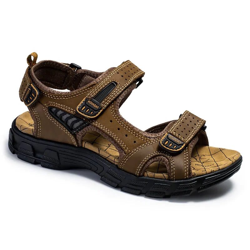 Open Toe Velcro Sandals for Men - Brown