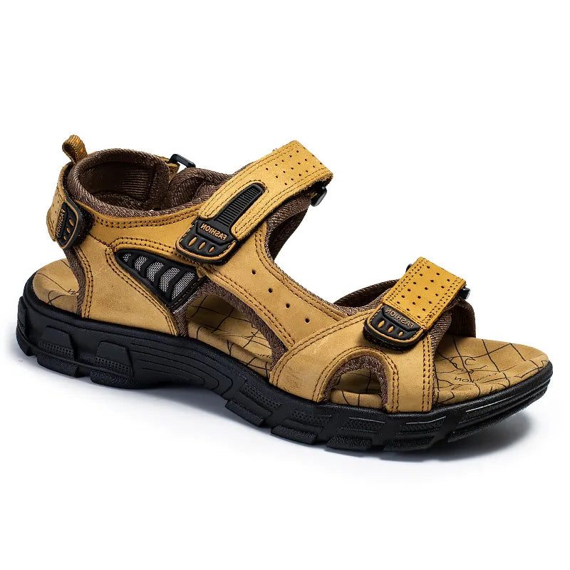 Open Toe Velcro Sandals for Men - Yellow