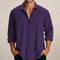 Oversized Button-Down Long Sleeve Shirt for Men - Purple