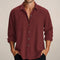 Oversized Button-Down Long Sleeve Shirt for Men - Wine Red