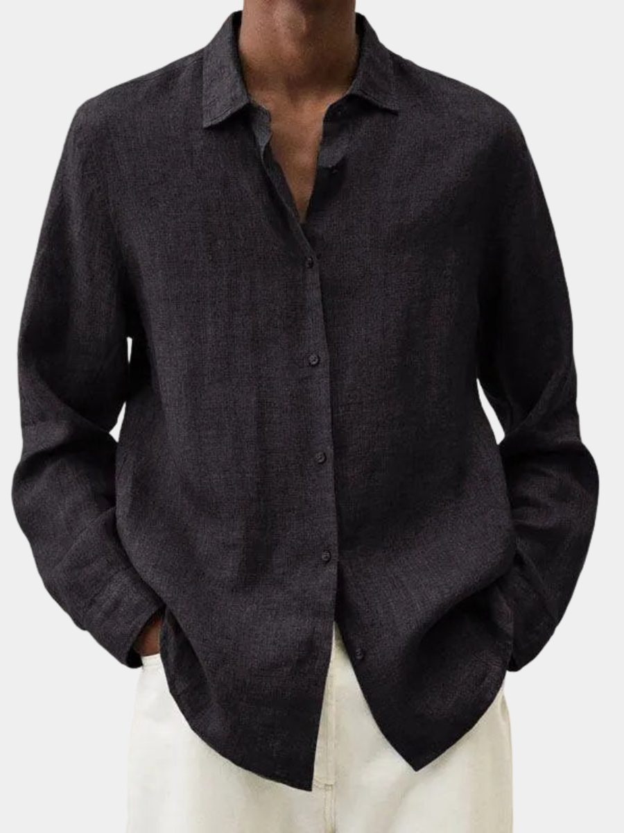 Oversized Linen Button-Down Shirt for Men