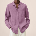 Oversized Linen Button-Down Shirt for Men - Pink