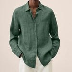Oversized Linen Button-Down Shirt for Men - Green