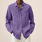 Oversized Linen Button-Down Shirt for Men - Purple
