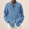 Oversized Linen Button-Down Shirt for Men - Light Blue