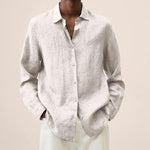 Oversized Linen Button-Down Shirt for Men - White