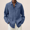 Oversized Linen Button-Down Shirt for Men - Blue