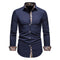 Button-Down Long Sleeve Shirt with Paisley Accents for Men - Navy Blue