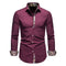 Button-Down Long Sleeve Shirt with Paisley Accents for Men - Red
