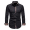 Button-Down Long Sleeve Shirt with Paisley Accents for Men - Black