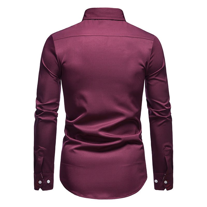 Button-Down Long Sleeve Shirt with Paisley Accents for Men - View 7