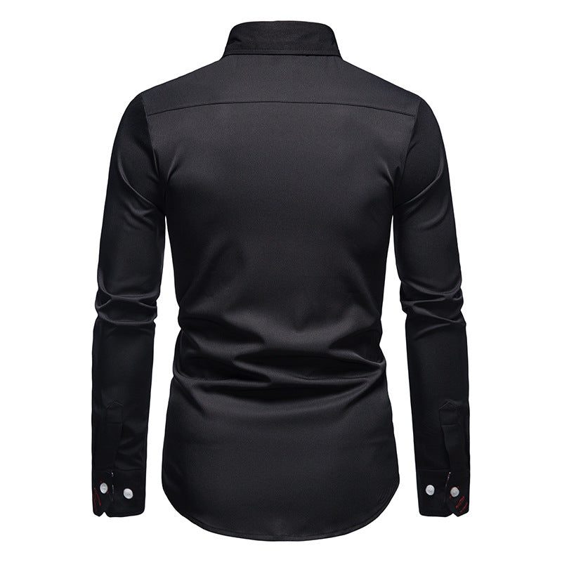 Button-Down Long Sleeve Shirt with Paisley Accents for Men - View 8