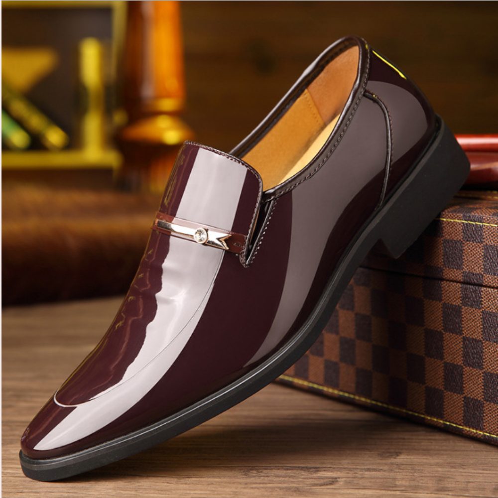 Patent Leather Loafers for Men - Brown