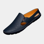 Perforated Leather Slip-On Loafers for Men