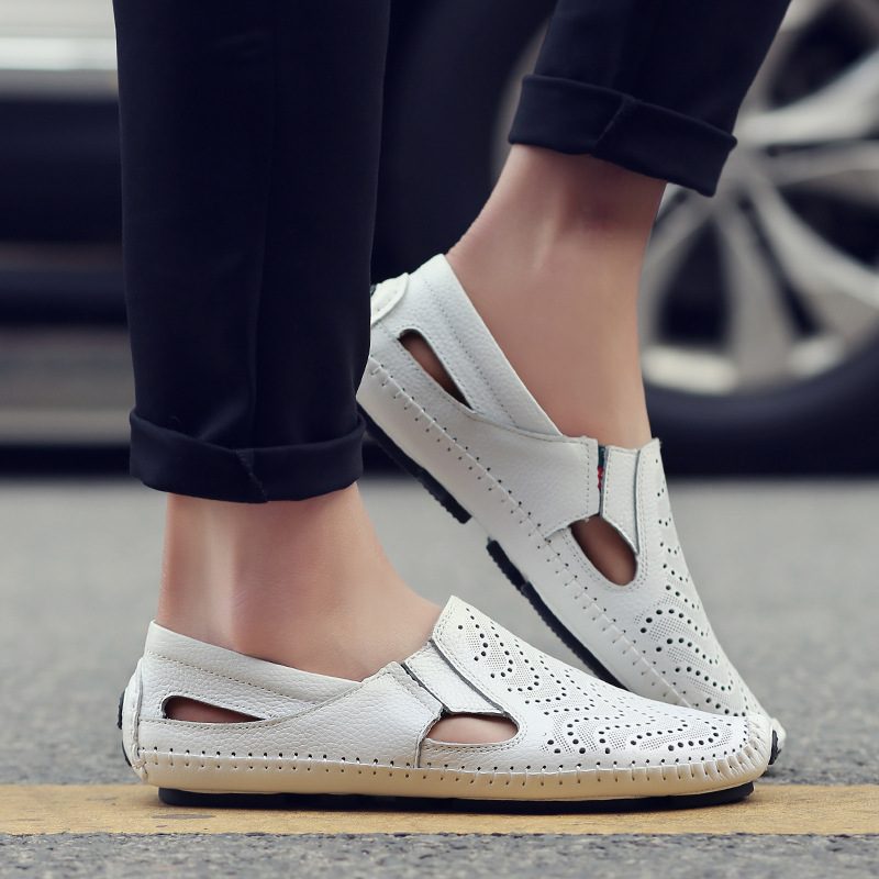 Perforated Leather Slip-On Loafers for Men - View 12