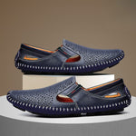 Perforated Leather Slip-On Loafers for Men - View 6