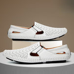 Perforated Leather Slip-On Loafers for Men - View 8