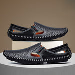 Perforated Leather Slip-On Loafers for Men - View 9