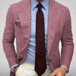 Plaid Notch Lapel Blazer for Men - Red