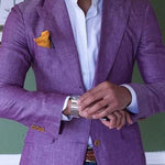 Plaid Notch Lapel Blazer for Men - Purple