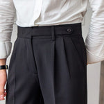 Pleated Slim Fit Trousers for Men - View 6