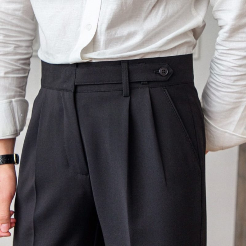 Pleated Slim Fit Trousers for Men - View 6
