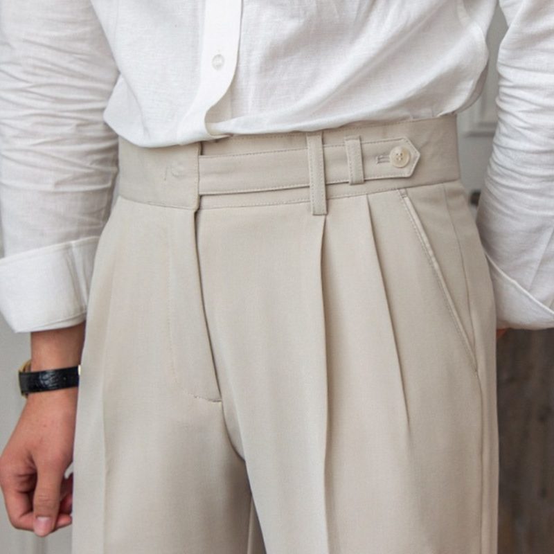 Pleated Slim Fit Trousers for Men - View 7