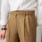 Pleated Slim Fit Trousers for Men - View 8