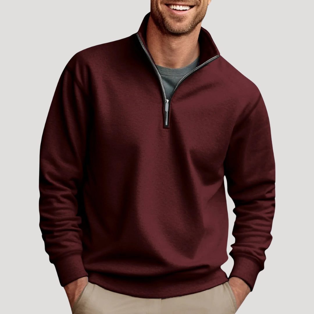 Quarter-Zip Sweatshirt for Men - Brown