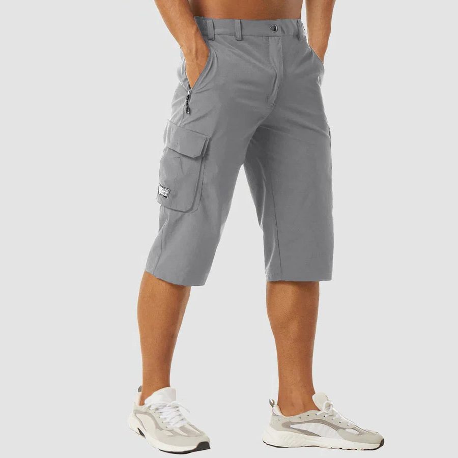 Quick-Dry Cargo Shorts with Multiple Pockets for Men - Light Gray
