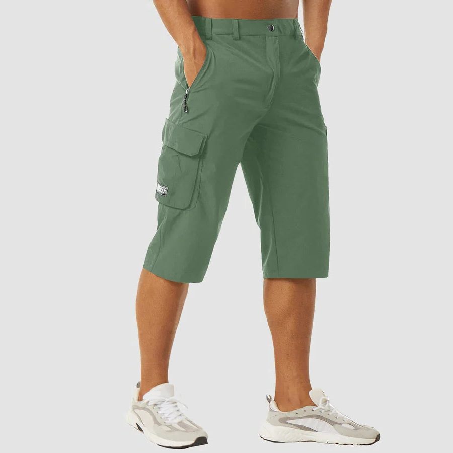 Quick-Dry Cargo Shorts with Multiple Pockets for Men - Green