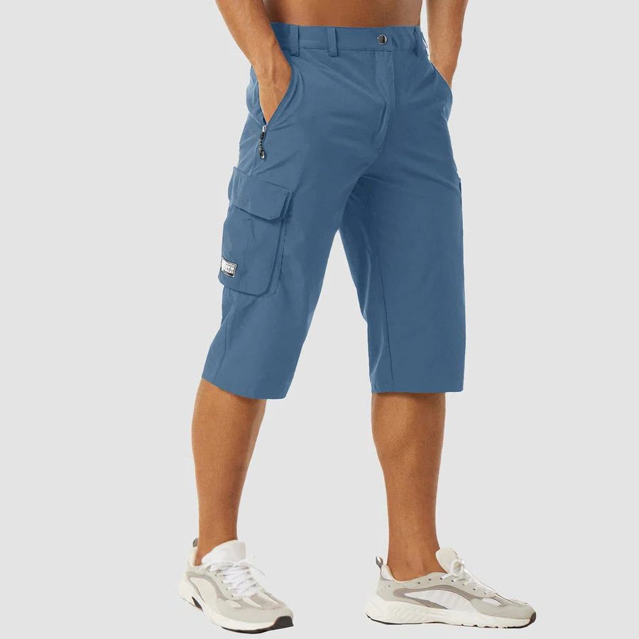 Quick-Dry Cargo Shorts with Multiple Pockets for Men - Light Blue