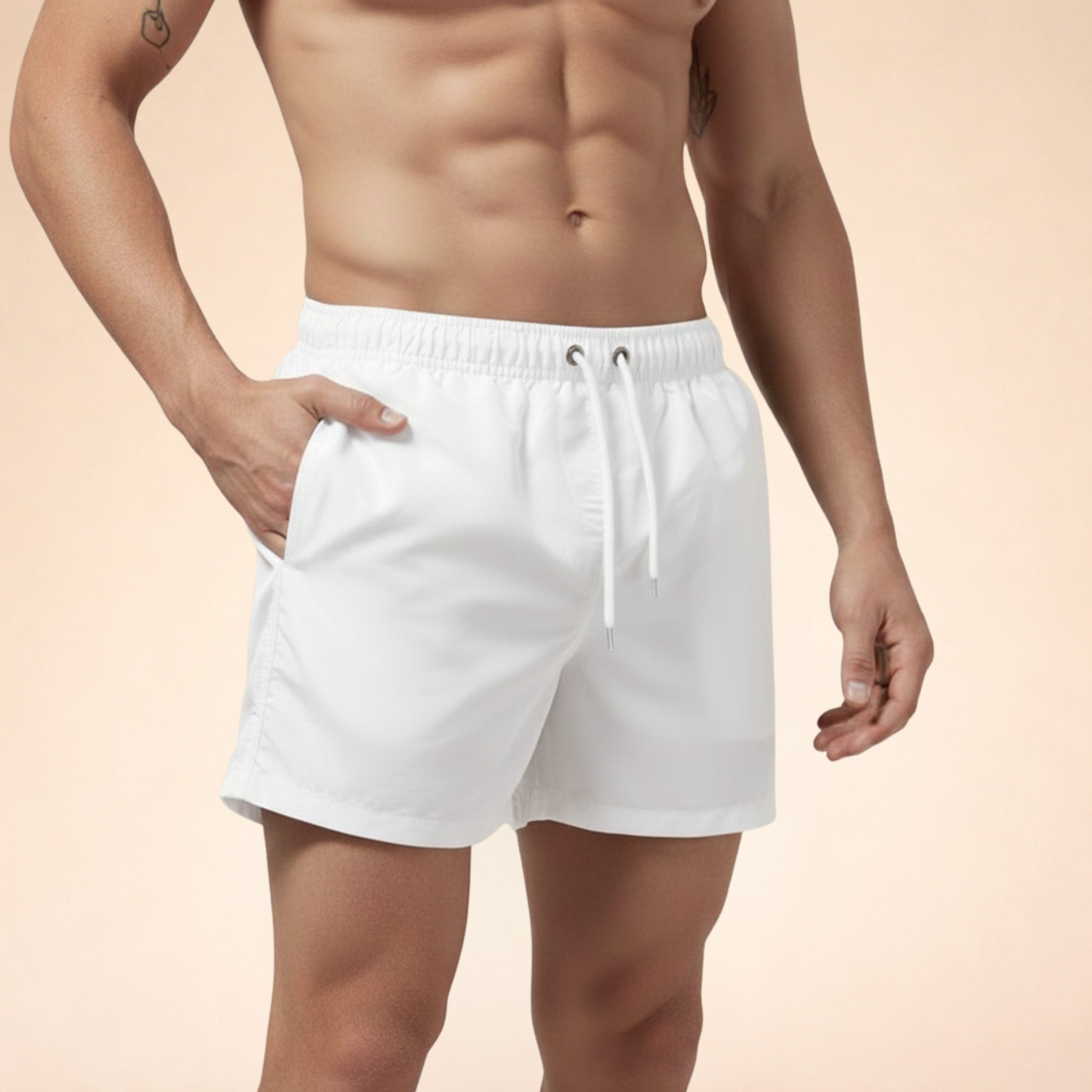 Quick-Dry Swim Shorts for Men - White