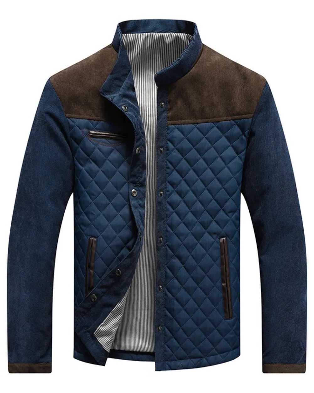 Quilted Colorblock Jacket for Men - Brown